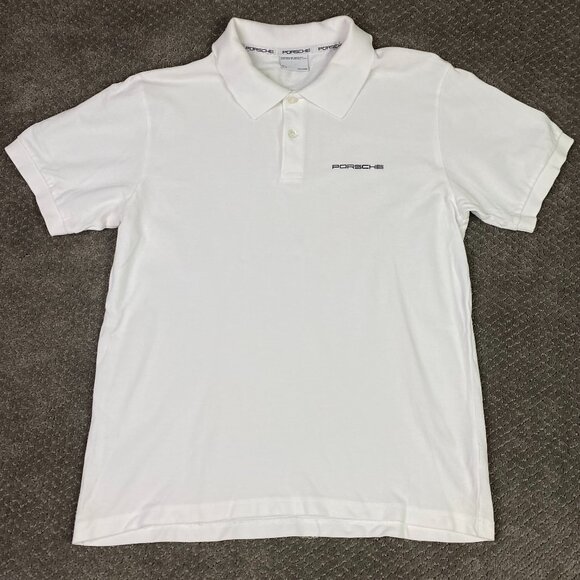 Porsche Design Polo Shirt Men's Medium White Mesh Driver's Selection cotton - Picture 1 of 8
